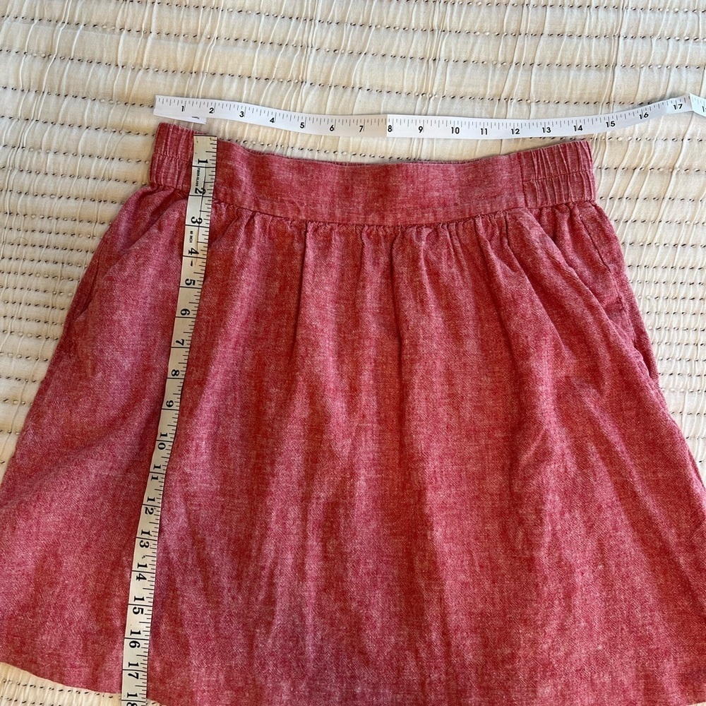 Loft Red linen mini Skirt small - Picture 4 of 6